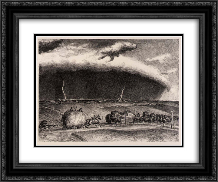 The Line Storm 24x20 Black Ornate Wood Framed Art Print Poster with Double Matting by Steuart Curry, John