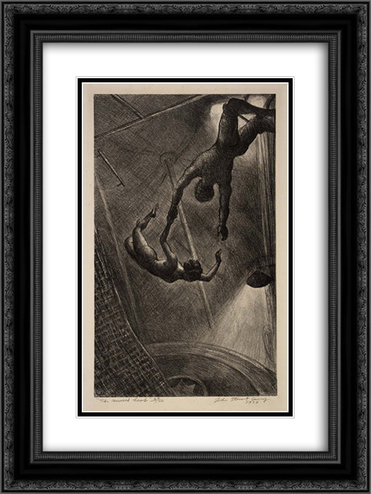 The Missed Leap 18x24 Black Ornate Wood Framed Art Print Poster with Double Matting by Steuart Curry, John