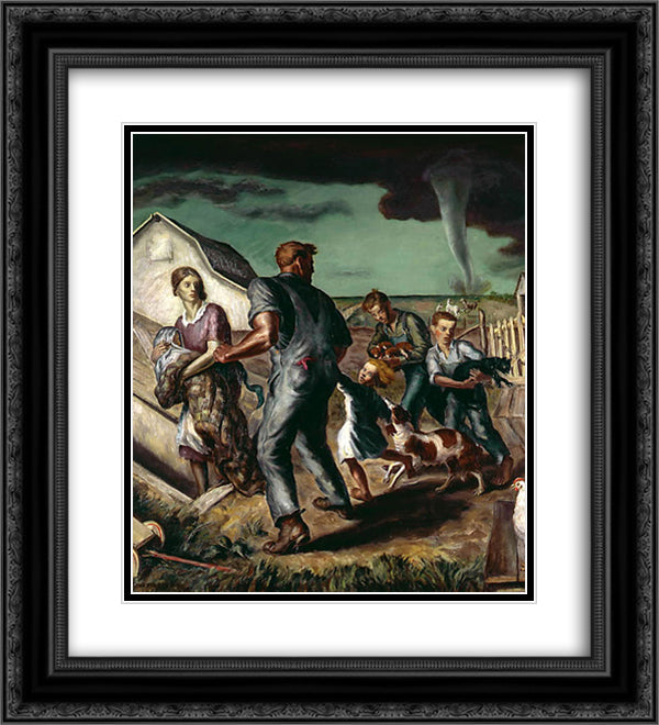 Tornado Over Kansas 20x22 Black Ornate Wood Framed Art Print Poster with Double Matting by Steuart Curry, John