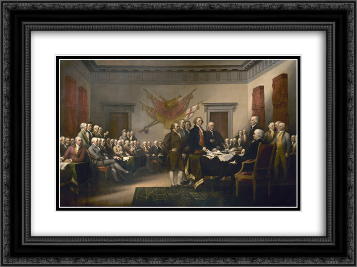 Declaration of Independence 24x18 Black Ornate Wood Framed Art Print Poster with Double Matting by Trumbull, John