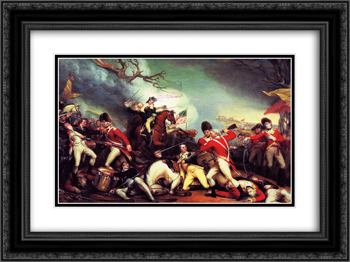 The Death of General Mercer at the Battle of Princeton 24x18 Black Ornate Wood Framed Art Print Poster with Double Matting by Trumbull, John