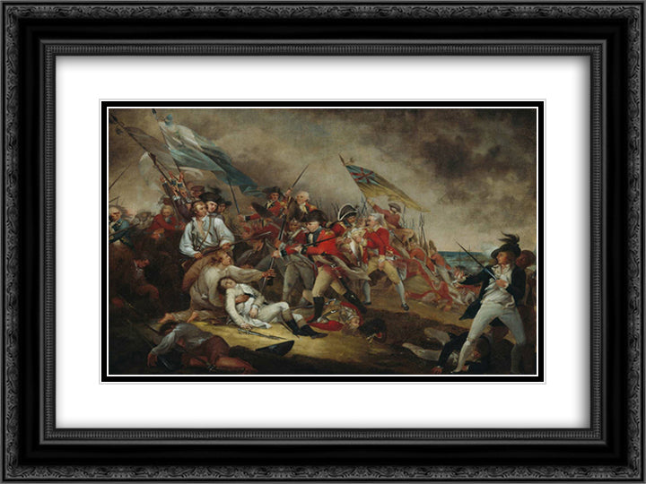 The Death of General Warren at the Battle of Bunker's Hill, June 17, 1775 24x18 Black Ornate Wood Framed Art Print Poster with Double Matting by Trumbull, John