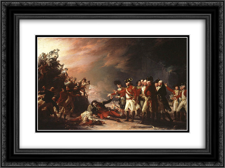 The Sortie Made by the Garrison of Gibraltar 24x18 Black Ornate Wood Framed Art Print Poster with Double Matting by Trumbull, John