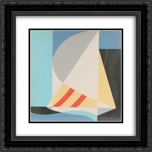 Abstract Sailboat 20x20 Black Ornate Wood Framed Art Print Poster with Double Matting by Vassos, John