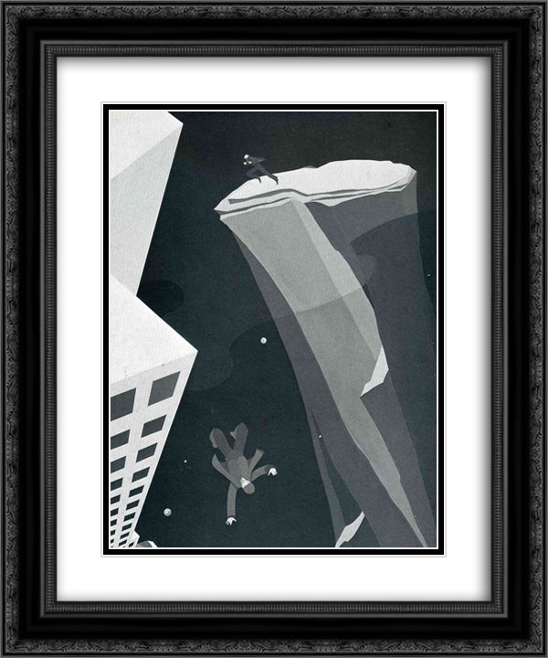Acrophobia 20x24 Black Ornate Wood Framed Art Print Poster with Double Matting by Vassos, John