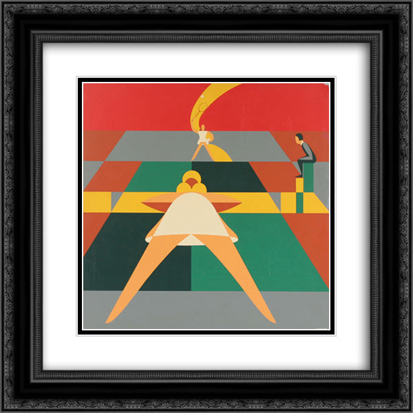 Tennis Match 20x20 Black Ornate Wood Framed Art Print Poster with Double Matting by Vassos, John