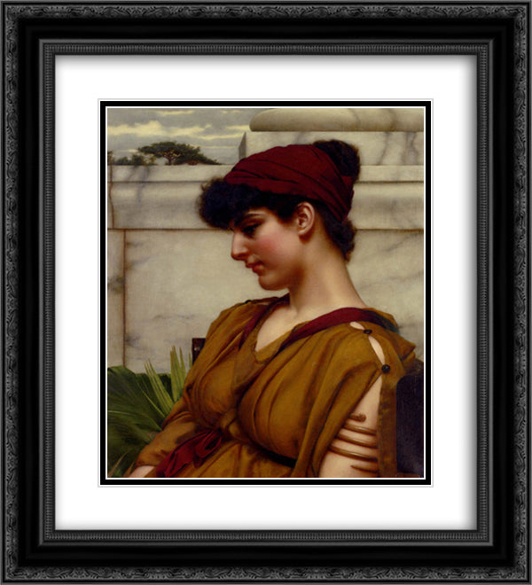 A Classical Beauty In Profile 20x22 Black Ornate Wood Framed Art Print Poster with Double Matting by Godward, John William