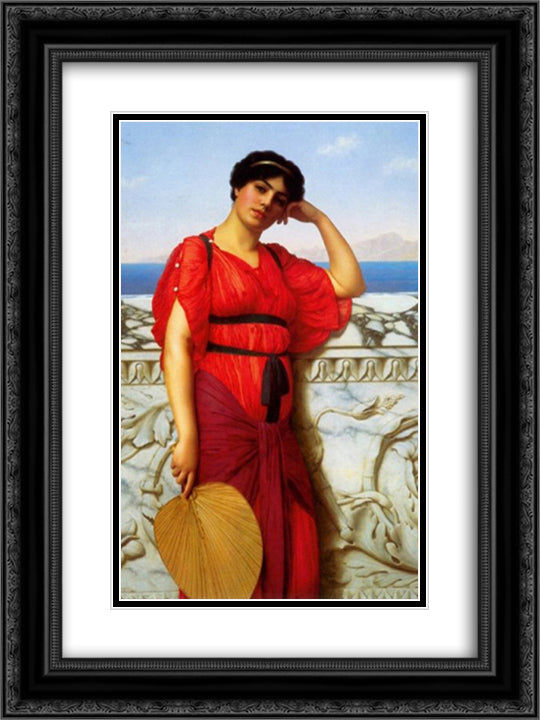 A Classical Lady 18x24 Black Ornate Wood Framed Art Print Poster with Double Matting by Godward, John William