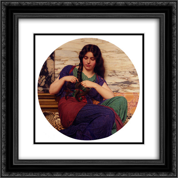 A Congenial Task 20x20 Black Ornate Wood Framed Art Print Poster with Double Matting by Godward, John William