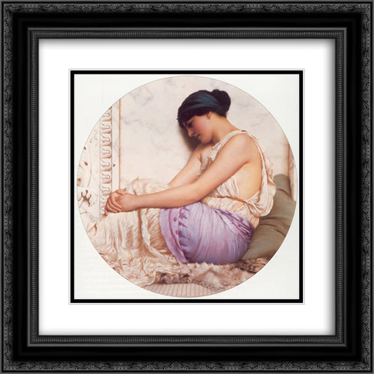 A Grecian Girl 20x20 Black Ornate Wood Framed Art Print Poster with Double Matting by Godward, John William