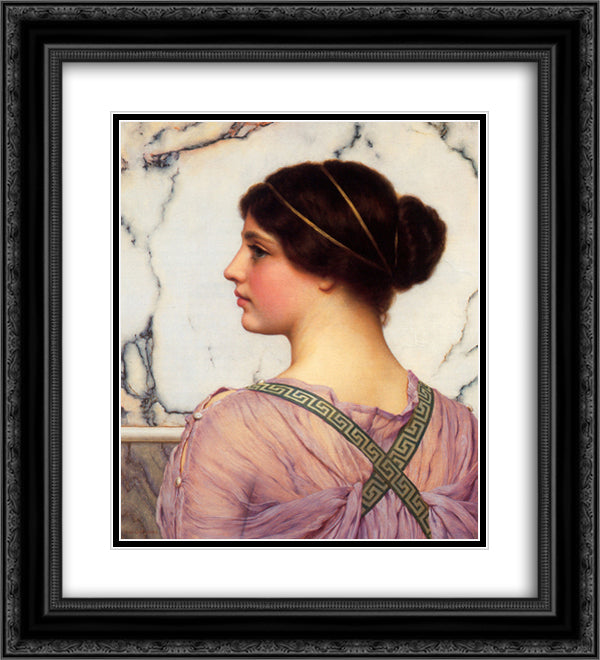 A Grecian Lovely 20x22 Black Ornate Wood Framed Art Print Poster with Double Matting by Godward, John William