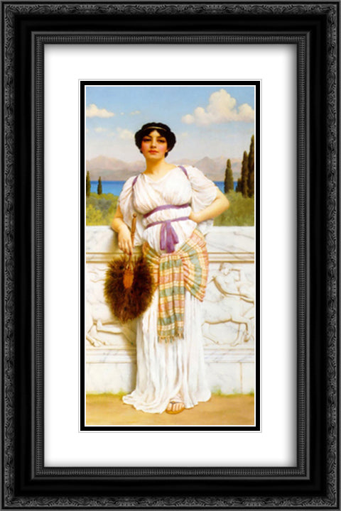 A Greek Beauty 16x24 Black Ornate Wood Framed Art Print Poster with Double Matting by Godward, John William