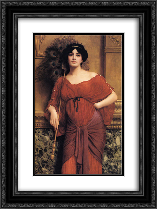 A Roman Matron 18x24 Black Ornate Wood Framed Art Print Poster with Double Matting by Godward, John William