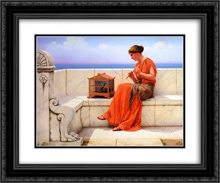 A Song without Words 24x20 Black Ornate Wood Framed Art Print Poster with Double Matting by Godward, John William