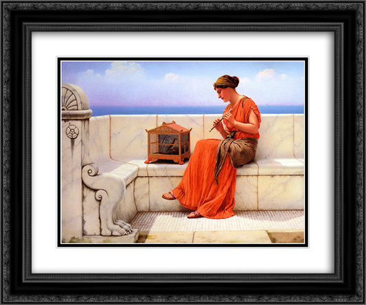 A Song without Words 24x20 Black Ornate Wood Framed Art Print Poster with Double Matting by Godward, John William