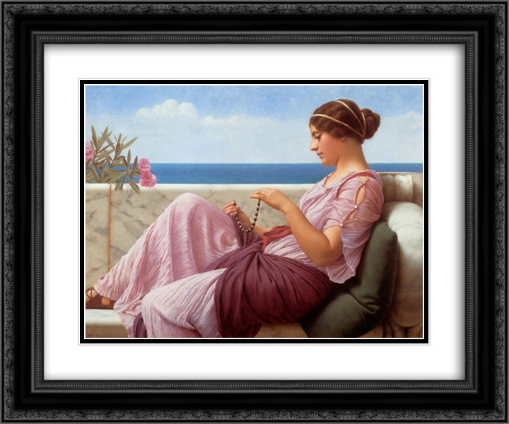 A Souvenir 24x20 Black Ornate Wood Framed Art Print Poster with Double Matting by Godward, John William