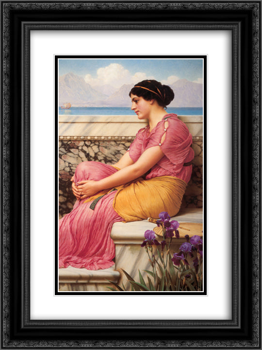 Absence Makes the Heart Grow Fonder 18x24 Black Ornate Wood Framed Art Print Poster with Double Matting by Godward, John William