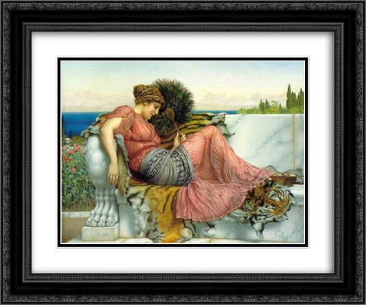 Amaryllis 24x20 Black Ornate Wood Framed Art Print Poster with Double Matting by Godward, John William