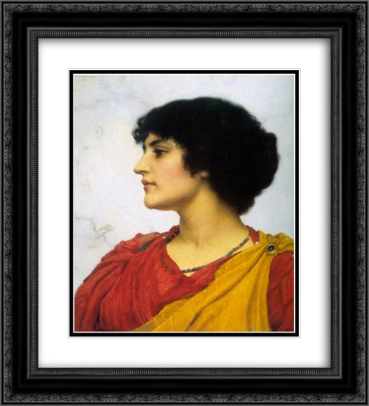 An Italian Girls Head 20x22 Black Ornate Wood Framed Art Print Poster with Double Matting by Godward, John William