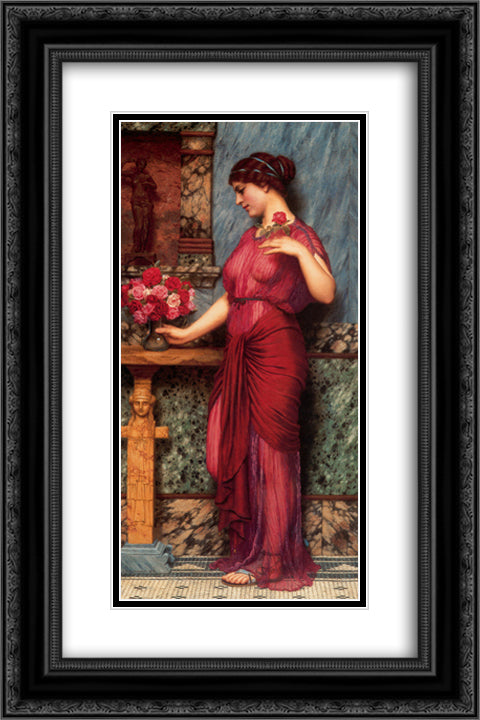 An Offering to Venus 16x24 Black Ornate Wood Framed Art Print Poster with Double Matting by Godward, John William