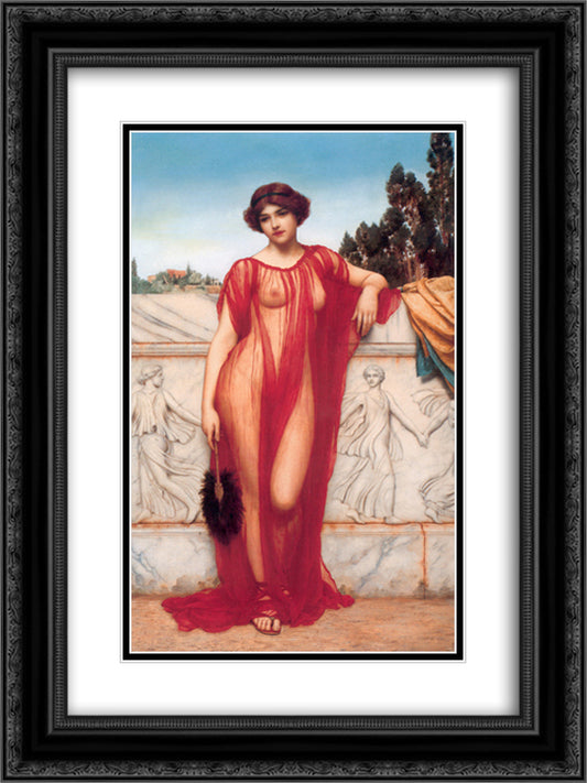 Athenais 18x24 Black Ornate Wood Framed Art Print Poster with Double Matting by Godward, John William