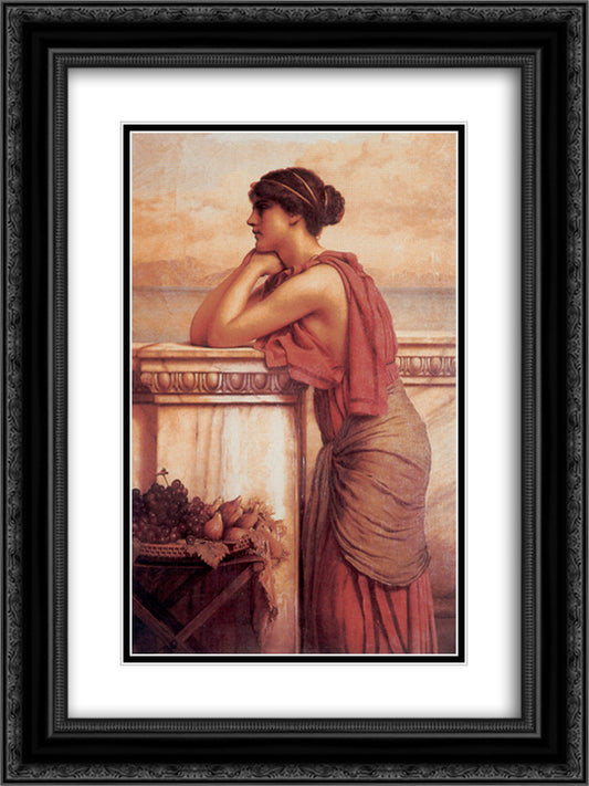 By the Wayside 18x24 Black Ornate Wood Framed Art Print Poster with Double Matting by Godward, John William