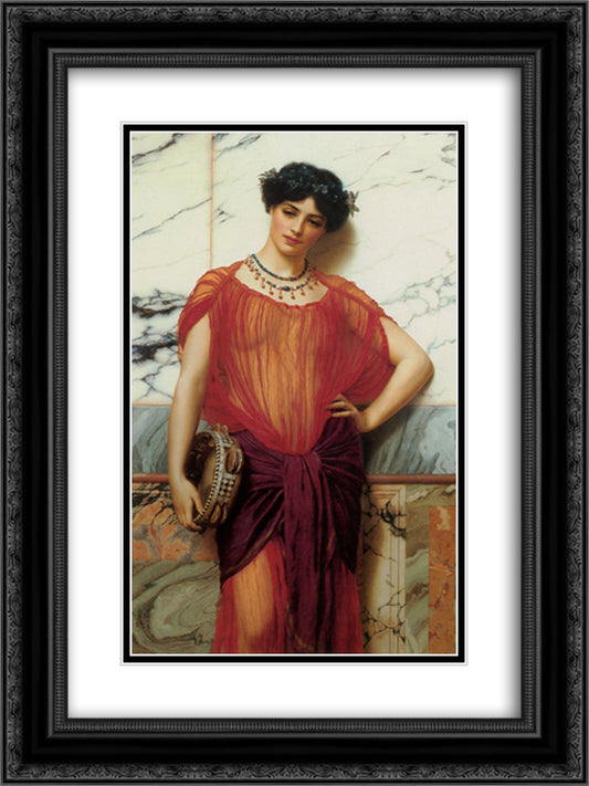 Drusilla 18x24 Black Ornate Wood Framed Art Print Poster with Double Matting by Godward, John William