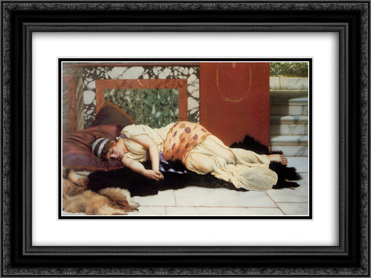 Endymion 24x18 Black Ornate Wood Framed Art Print Poster with Double Matting by Godward, John William