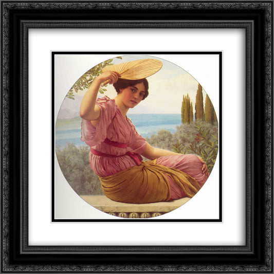 Golden Hours 20x20 Black Ornate Wood Framed Art Print Poster with Double Matting by Godward, John William