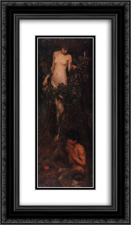 A Hamadryad 14x24 Black Ornate Wood Framed Art Print Poster with Double Matting by Waterhouse, John William