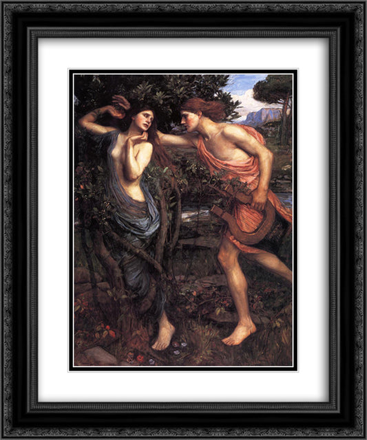 Apollo and Daphne 20x24 Black Ornate Wood Framed Art Print Poster with Double Matting by Waterhouse, John William