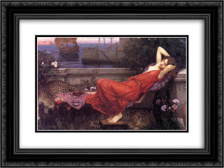 Ariadne 24x18 Black Ornate Wood Framed Art Print Poster with Double Matting by Waterhouse, John William