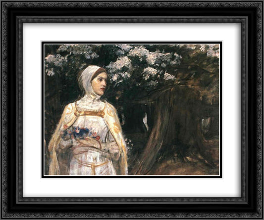 Beatrice 24x20 Black Ornate Wood Framed Art Print Poster with Double Matting by Waterhouse, John William