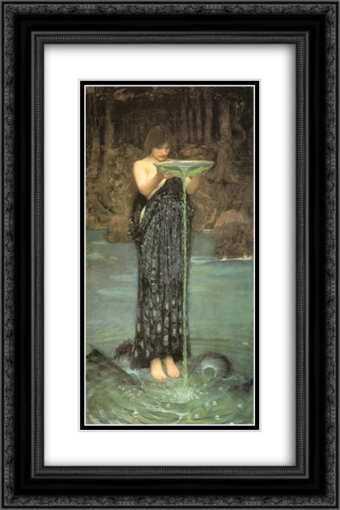 Circe Invidiosa 16x24 Black Ornate Wood Framed Art Print Poster with Double Matting by Waterhouse, John William