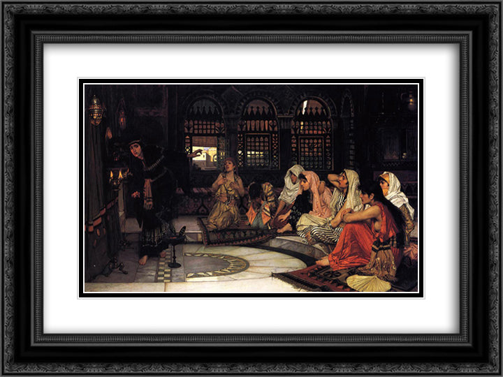 Consulting the Oracle 24x18 Black Ornate Wood Framed Art Print Poster with Double Matting by Waterhouse, John William