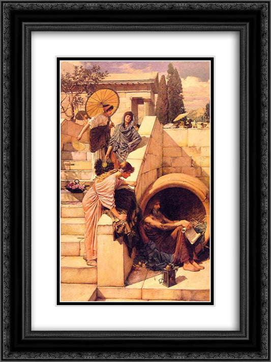 Diogenes 18x24 Black Ornate Wood Framed Art Print Poster with Double Matting by Waterhouse, John William