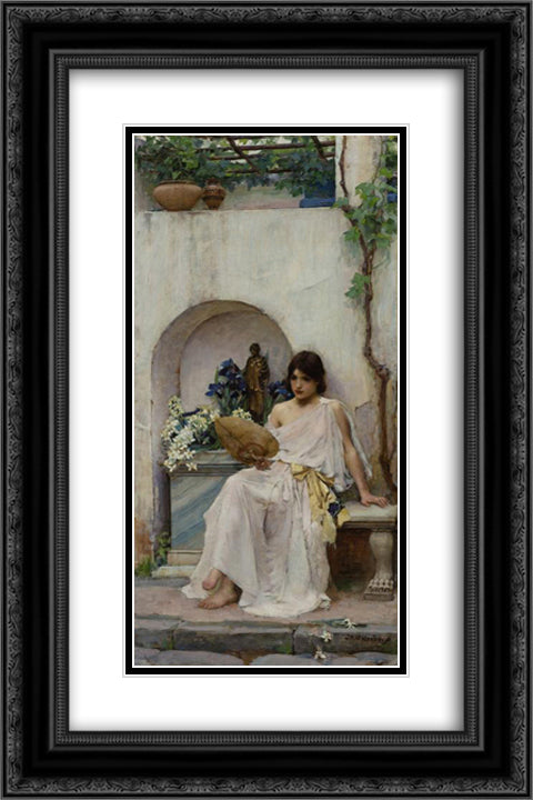 Flora 16x24 Black Ornate Wood Framed Art Print Poster with Double Matting by Waterhouse, John William