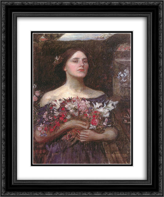 Gather Ye Rosebuds or Ophelia 20x24 Black Ornate Wood Framed Art Print Poster with Double Matting by Waterhouse, John William