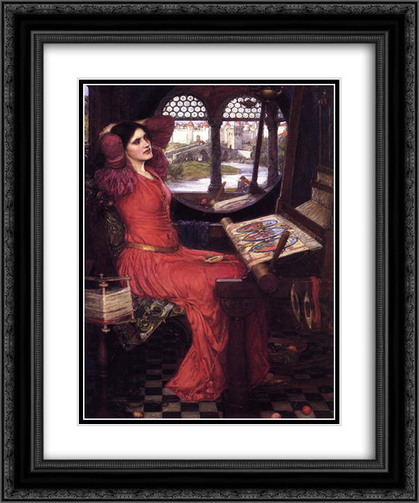 I am Half Sick of Shadows', said the Lady of Shalott 20x24 Black Ornate Wood Framed Art Print Poster with Double Matting by Waterhouse, John William