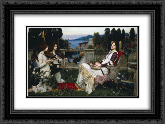 Saint Cecilia 24x18 Black Ornate Wood Framed Art Print Poster with Double Matting by Waterhouse, John William