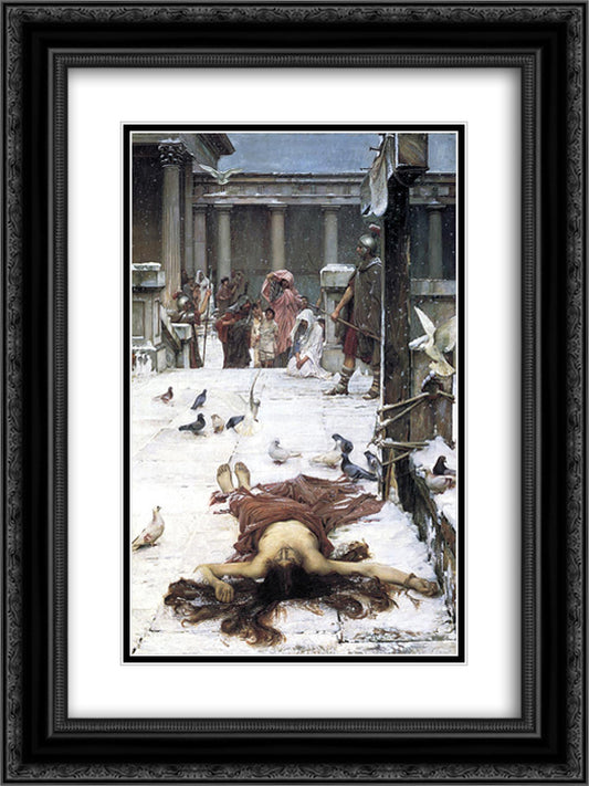 Saint Eulalia 18x24 Black Ornate Wood Framed Art Print Poster with Double Matting by Waterhouse, John William