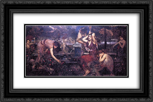 Sketch for Flora and the Zephyrs 24x16 Black Ornate Wood Framed Art Print Poster with Double Matting by Waterhouse, John William