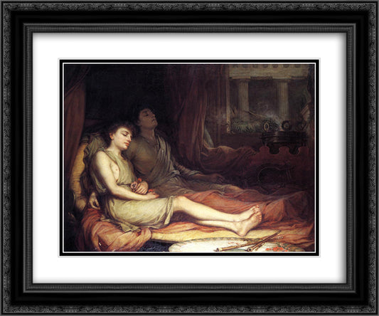 Sleep and His Half Brother Death 24x20 Black Ornate Wood Framed Art Print Poster with Double Matting by Waterhouse, John William