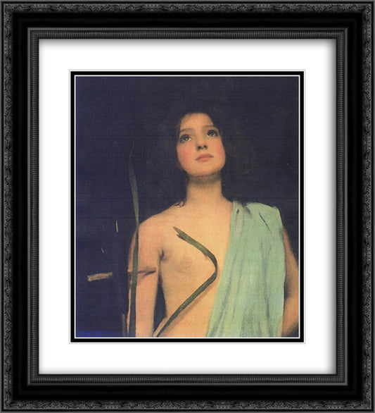 St.Joan 20x22 Black Ornate Wood Framed Art Print Poster with Double Matting by Waterhouse, John William