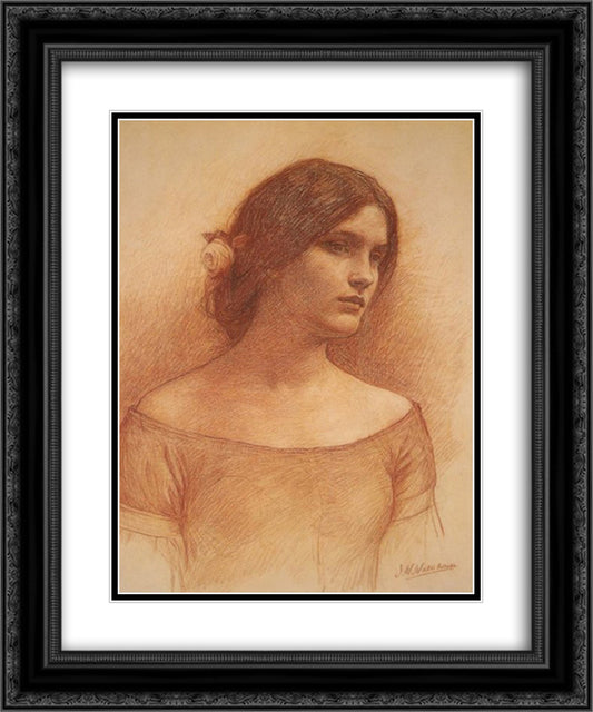 Study for 'The Lady Clare' 20x24 Black Ornate Wood Framed Art Print Poster with Double Matting by Waterhouse, John William