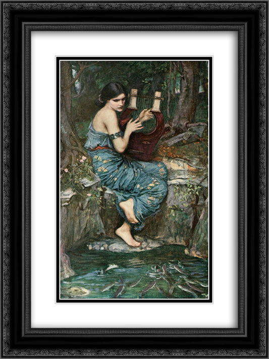 The Charmer 18x24 Black Ornate Wood Framed Art Print Poster with Double Matting by Waterhouse, John William