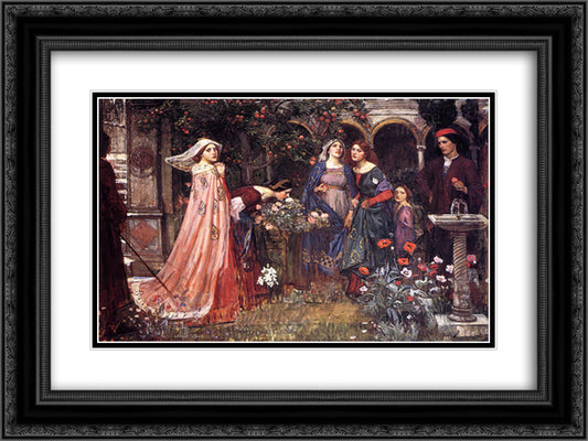 The Enchanted Garden 24x18 Black Ornate Wood Framed Art Print Poster with Double Matting by Waterhouse, John William