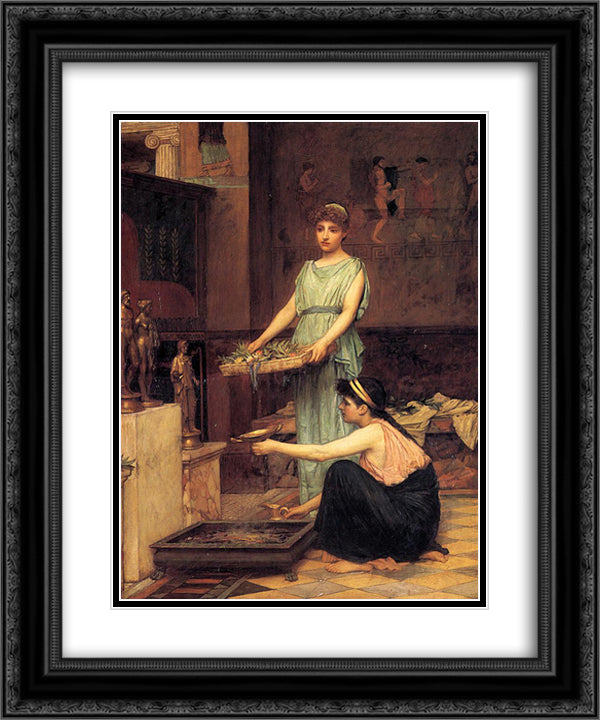 The Household Gods 20x24 Black Ornate Wood Framed Art Print Poster with Double Matting by Waterhouse, John William