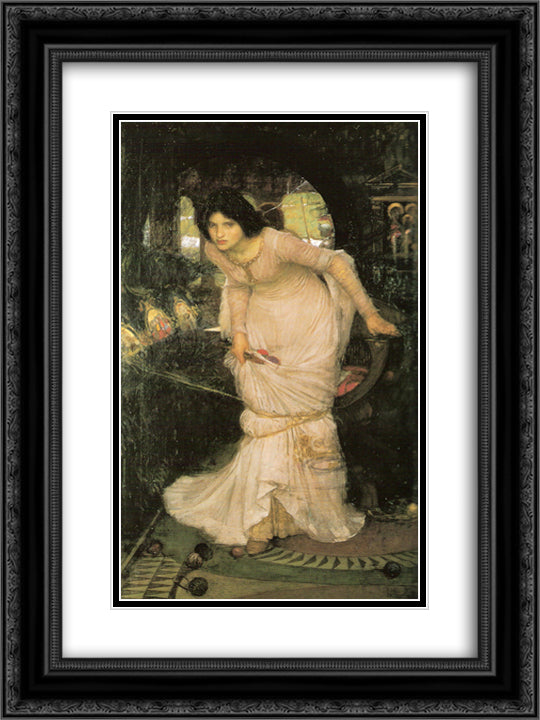 The Lady of Shalott 18x24 Black Ornate Wood Framed Art Print Poster with Double Matting by Waterhouse, John William