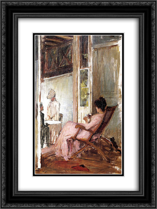 The Loggia 18x24 Black Ornate Wood Framed Art Print Poster with Double Matting by Waterhouse, John William